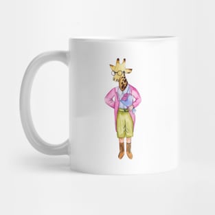 Funny Vintage Giraffe with Flowers Mug